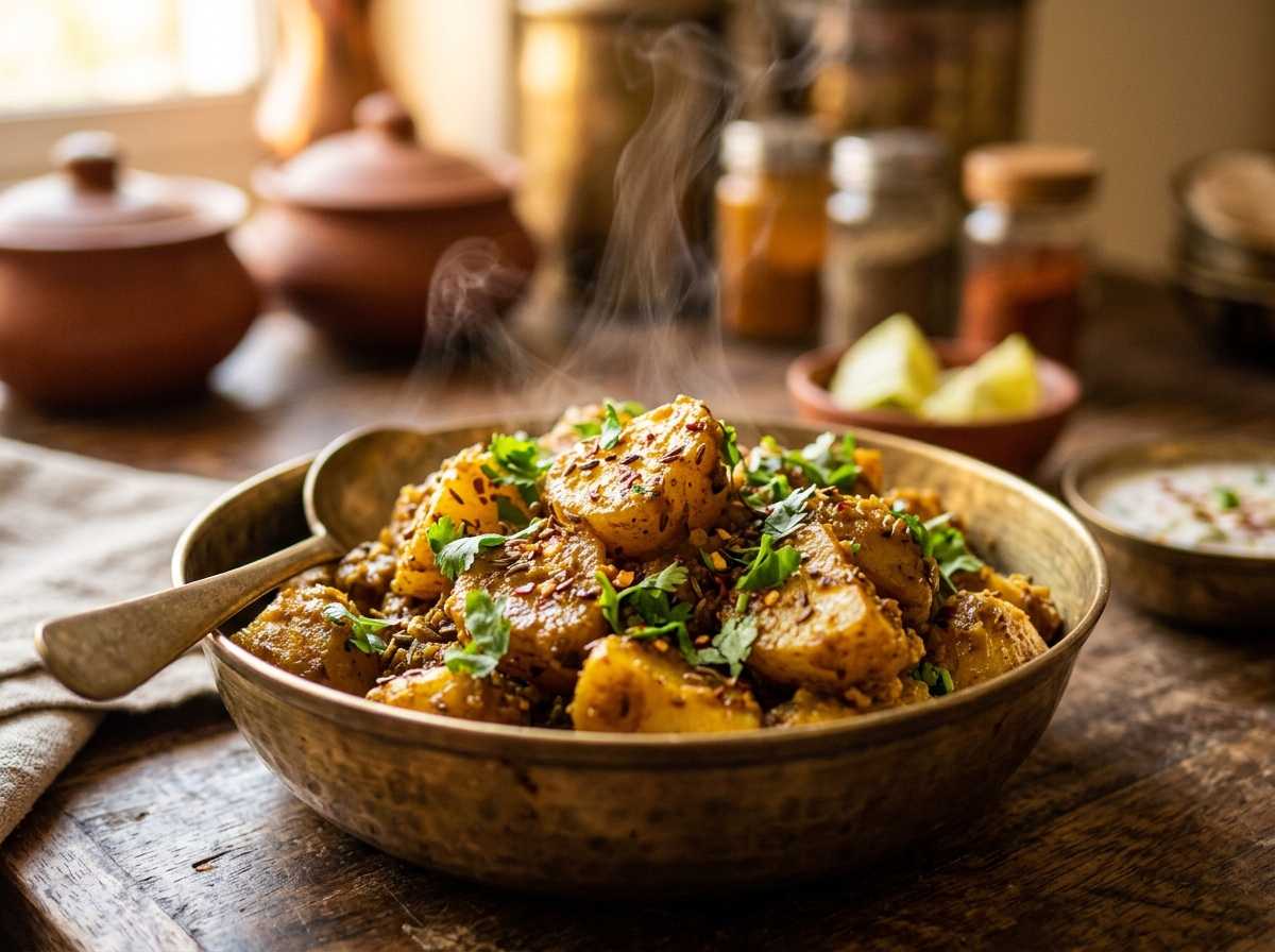 Spicy Aloo Sabzi cooked with Sangeeta's Masala